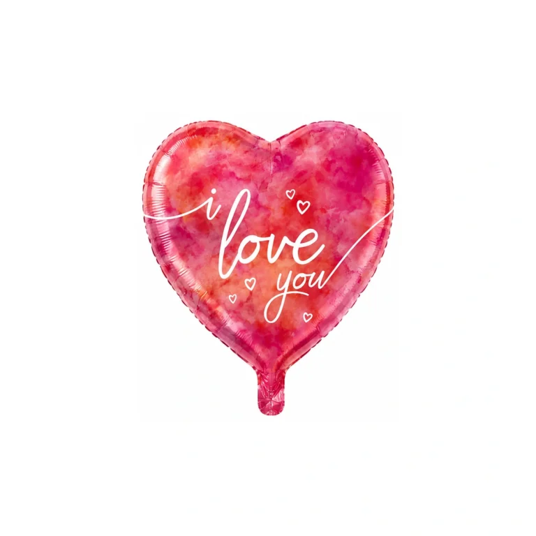 Фольгированный шар-сердце – I Love You, акварельный рисунок, 18″