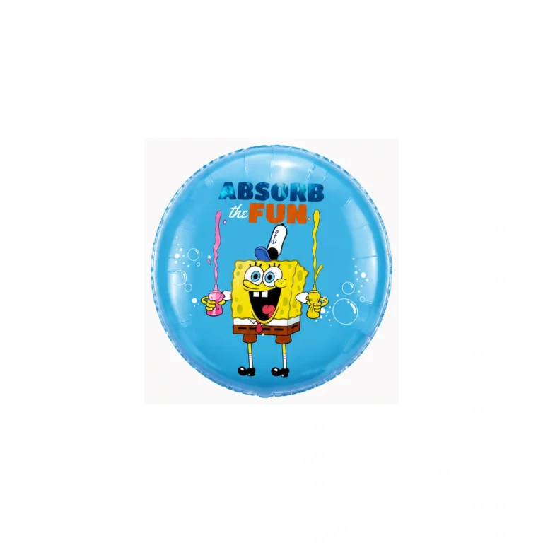 Круглый фольгированный шар Губка Боб – синий, 18″