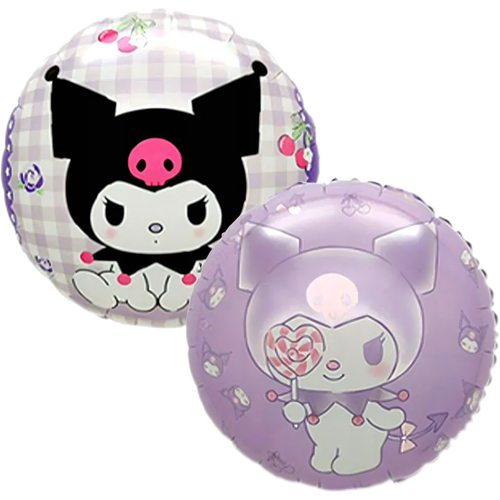 Round foil balloon – Kuromi, pink and purple, 18″