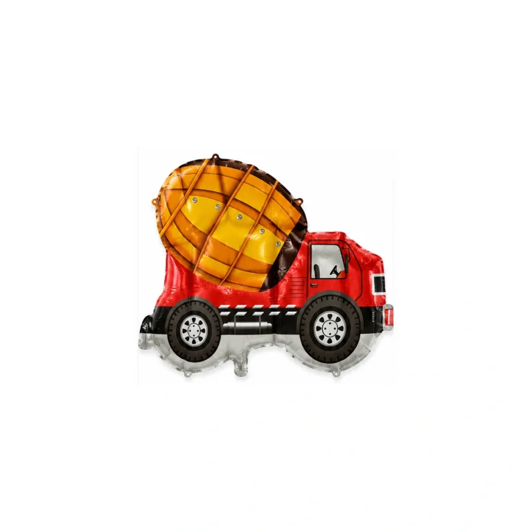 Foil balloon – red and yellow cement mixer