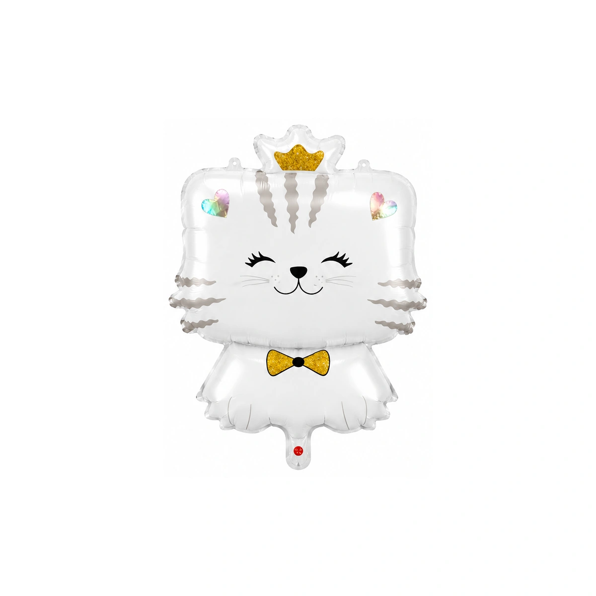 Foil balloon – white cat with a crown and bow
