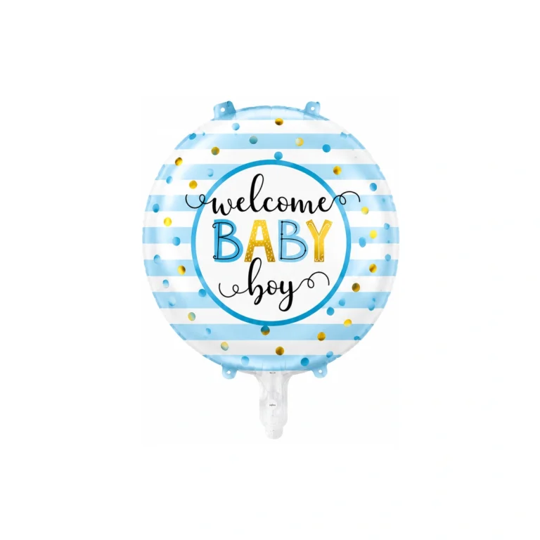 Круглый фольгированный шар – Welcome Baby Boy, 18″