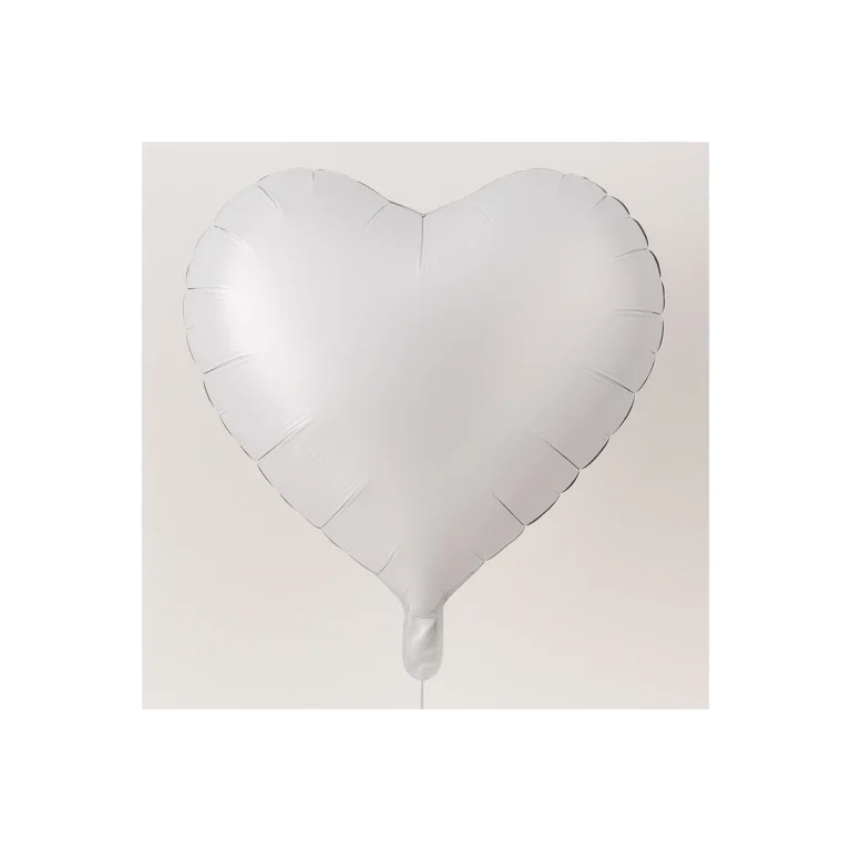Heart foil balloon – glossy white, 18″