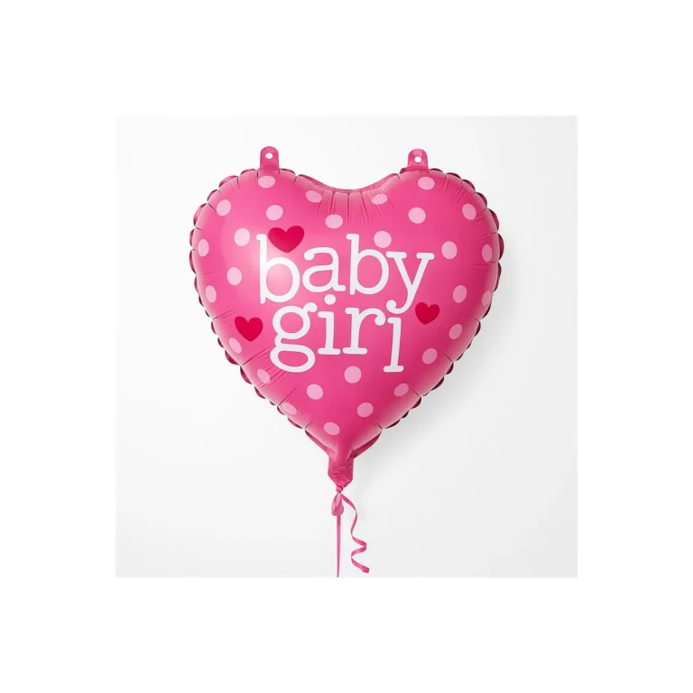 Heart-shaped foil balloon – Baby Girl, pink, 18″