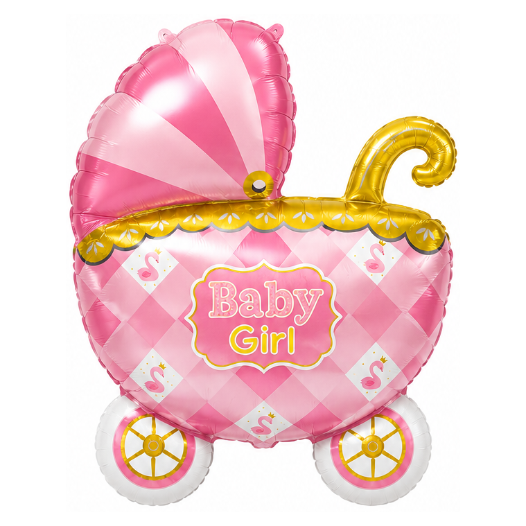 Baby Girl pram foil balloon – pink