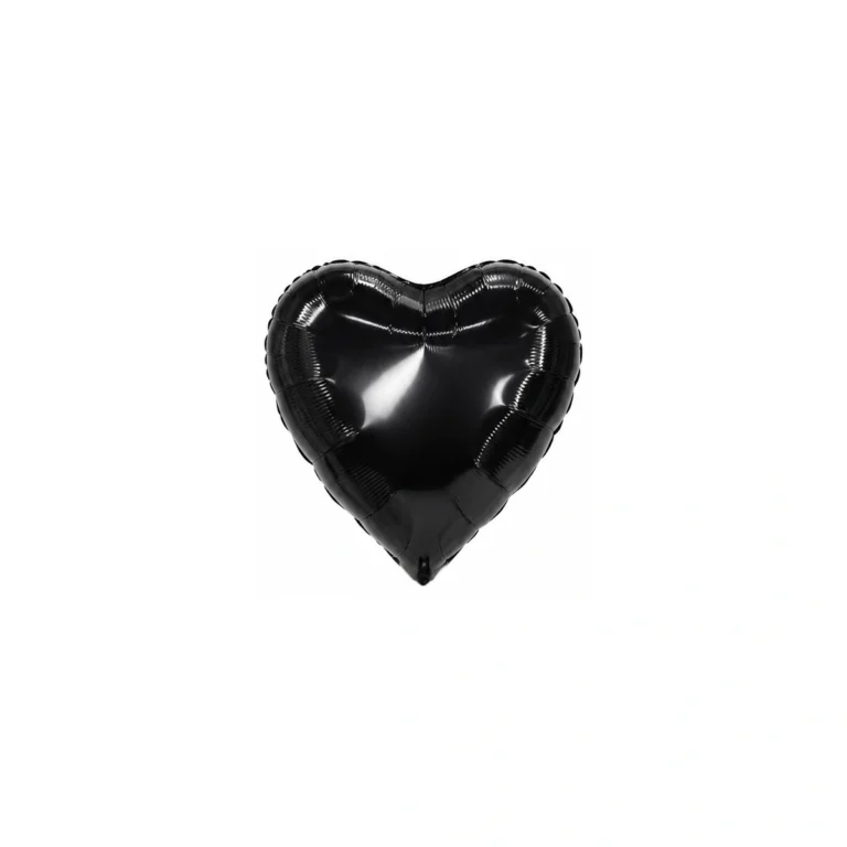 Heart-shaped foil balloon – black, glossy, 18″