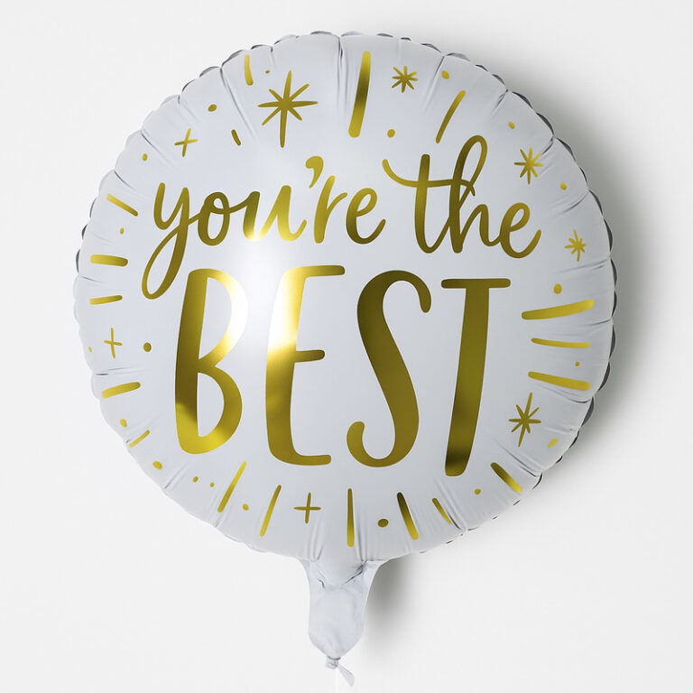 Фольгированный шар — You're the Best, белый с золотой надписью