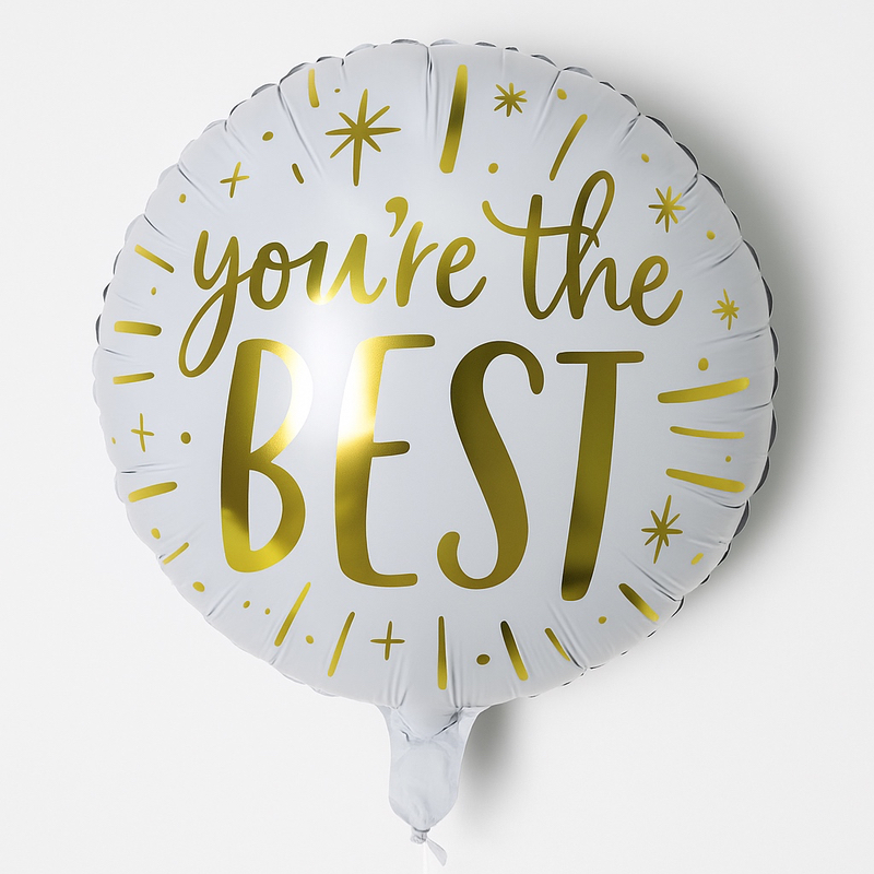 Foil balloon – You're the Best, white with gold lettering
