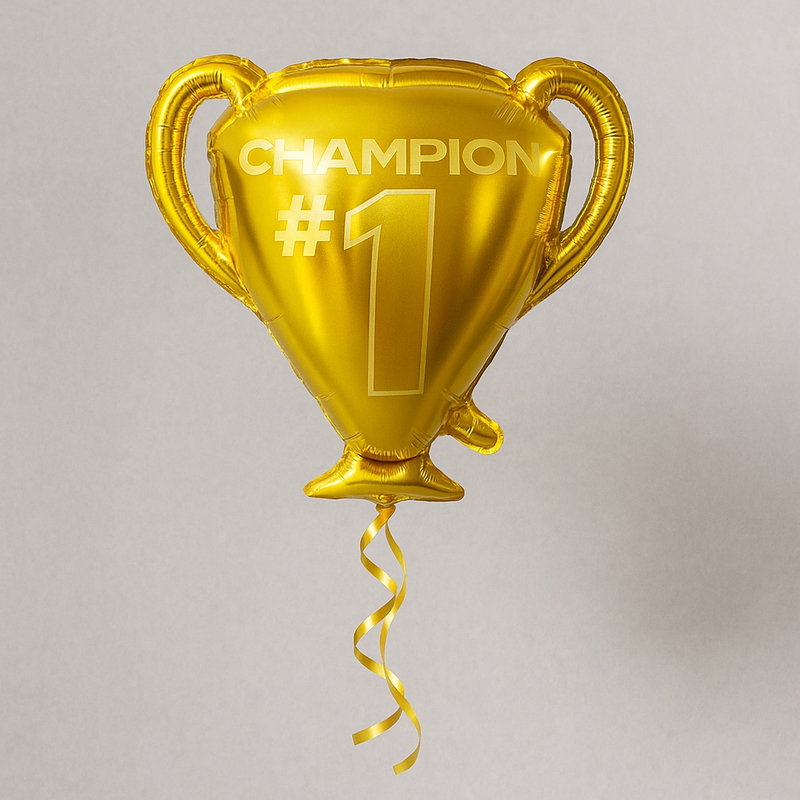 Фольгированный шар — золотой кубок Champion #1