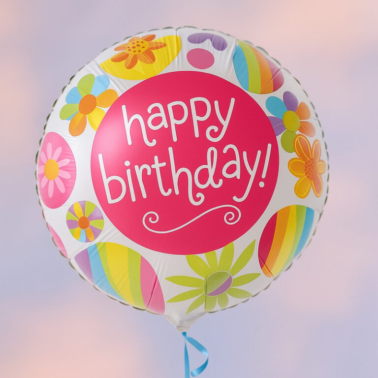 Foil balloon – Happy Birthday with flowers