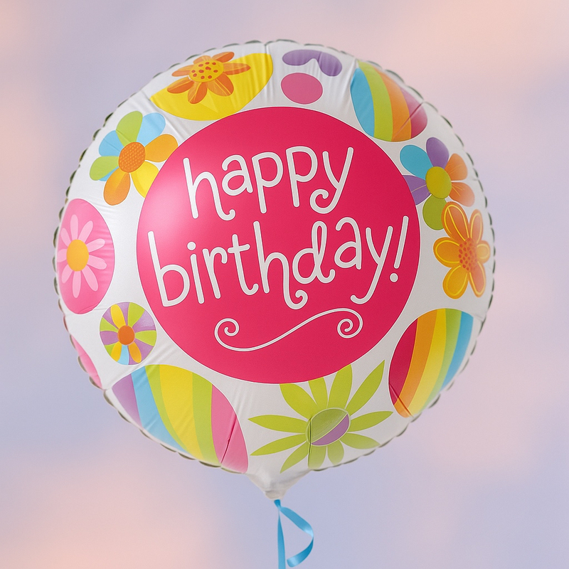 Folijski balon – Happy Birthday s cvjetnim motivom