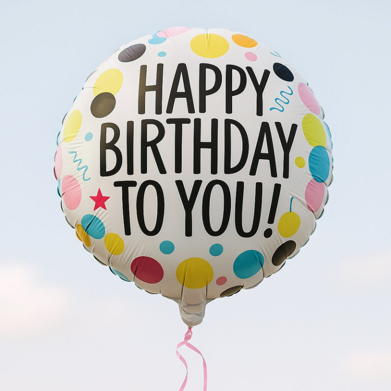 Foil balloon – Happy Birthday with colourful dots