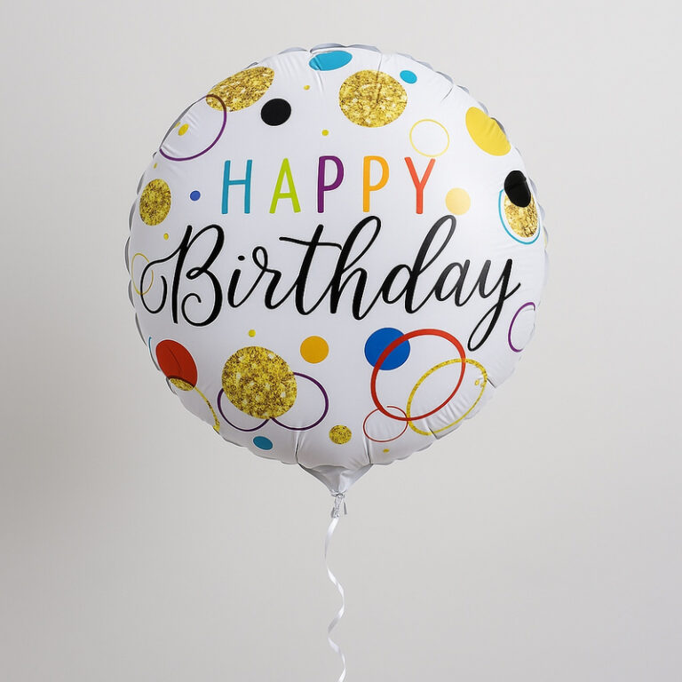 Foil balloon – Happy Birthday with colourful rings