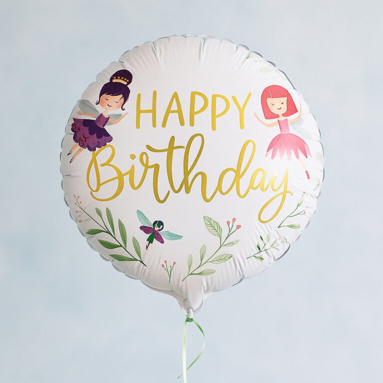 Foil balloon – Happy Birthday with two fairies