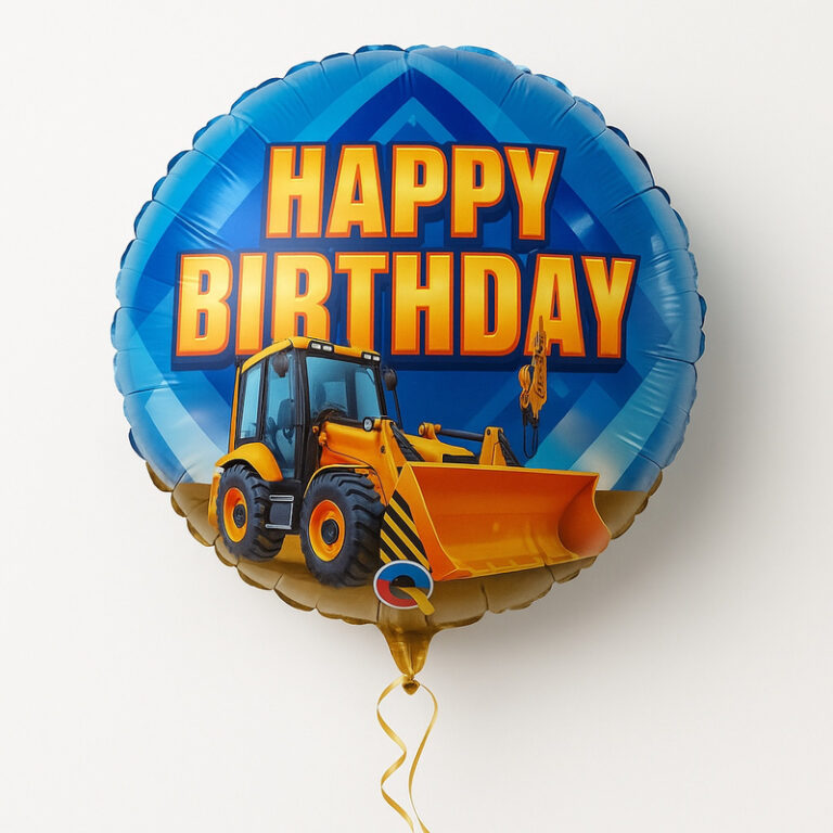Foil balloon – Happy Birthday with a construction vehicle
