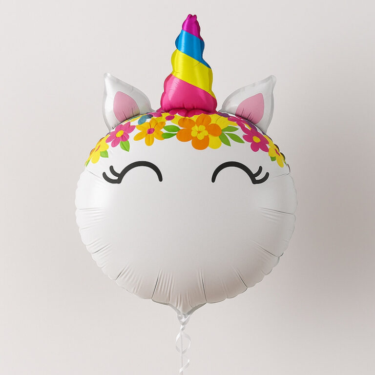 Foil balloon – unicorn head with a colourful horn