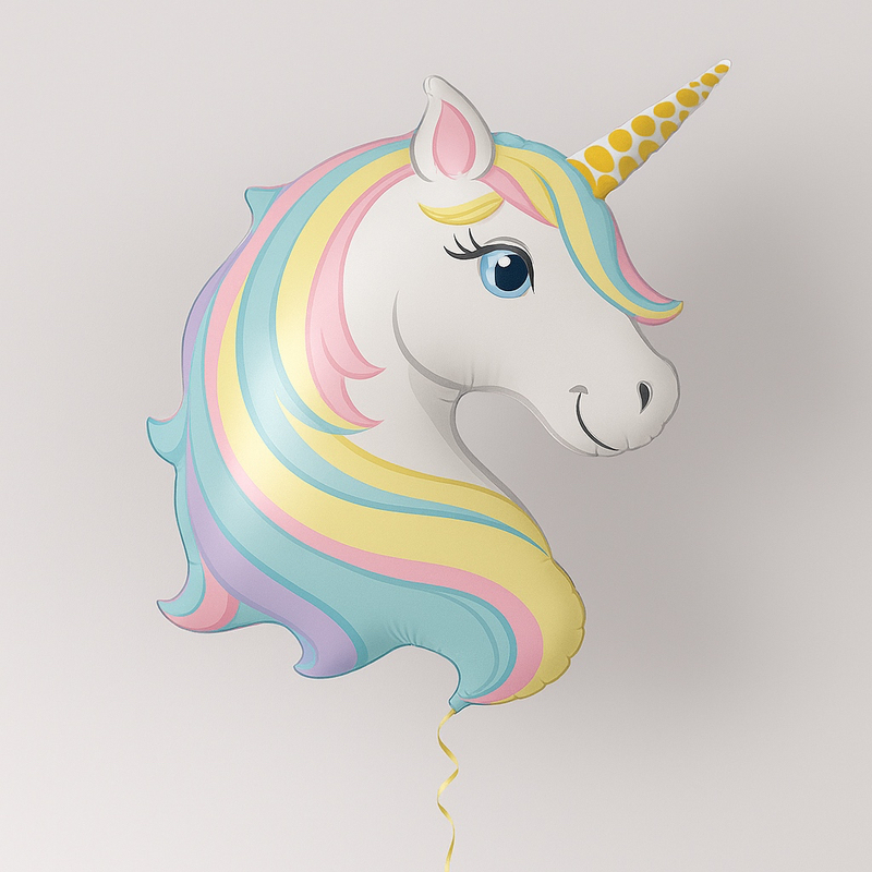Foil balloon – unicorn head with a rainbow mane