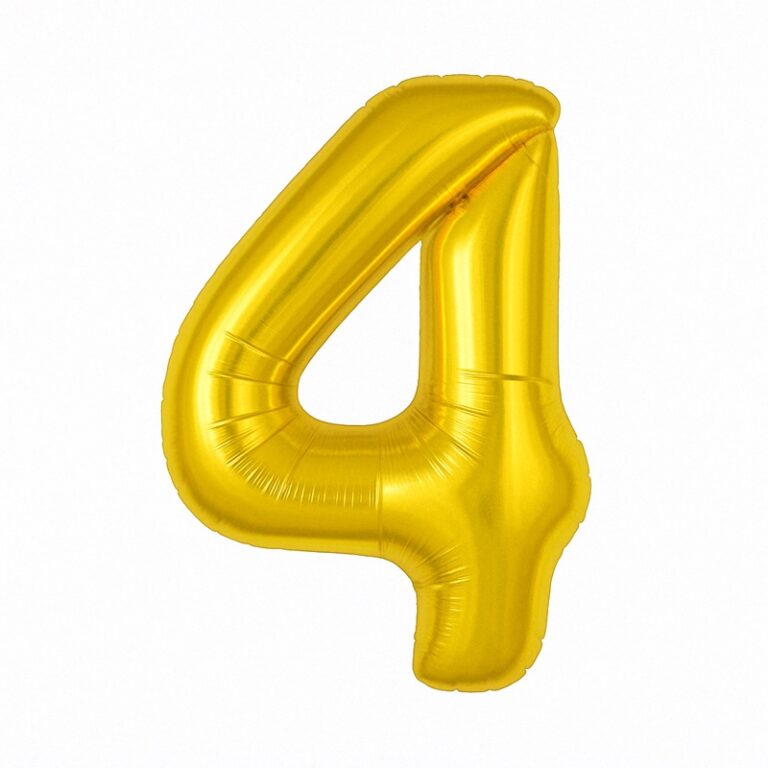 Фольгированная цифра 4 — золотой, 40″