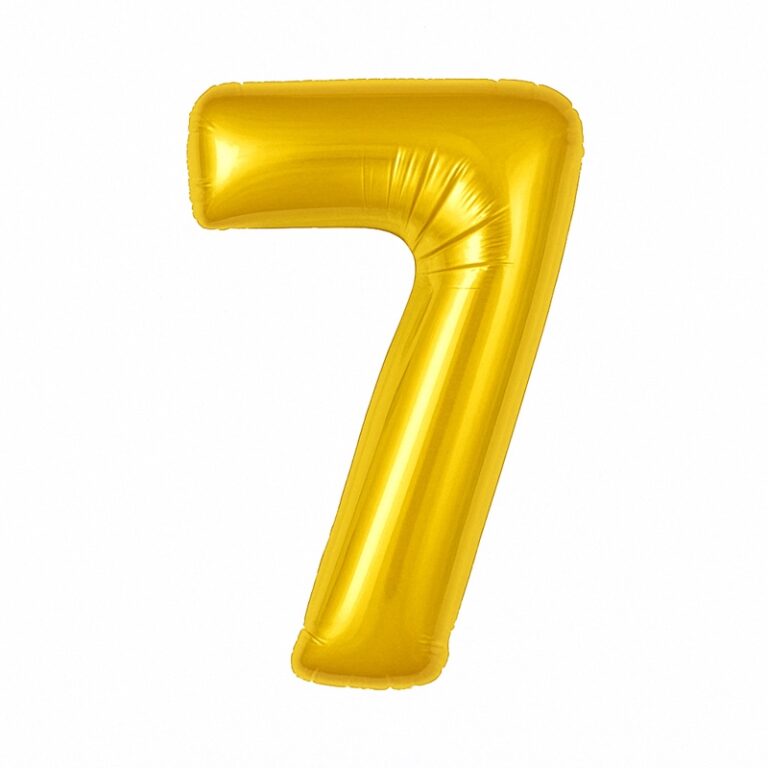 Number 7 foil balloon – gold, 40″