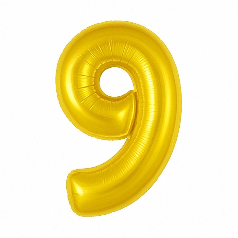 Фольгированная цифра 9 — золотой, 40″