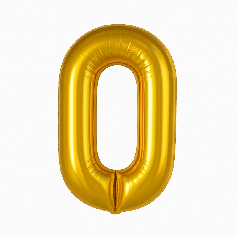 Number 0 foil balloon – gold, 40″