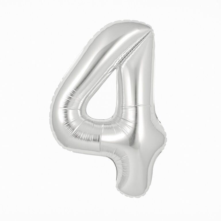 Фольгированная цифра 4 — серебряный, 40″