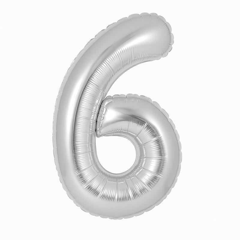 Folijski balon broj 6 – srebrna, 40″