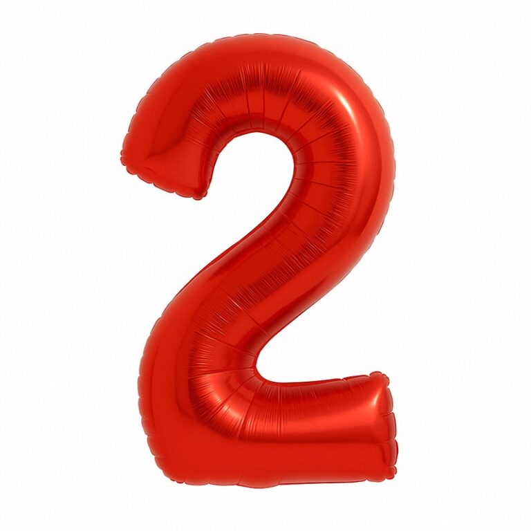 Number 2 foil balloon – red, 40″
