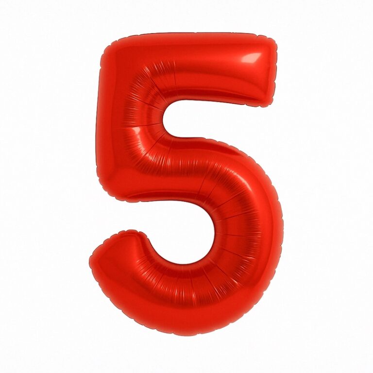 Number 5 foil balloon – red, 40″