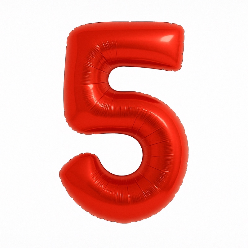 Number 5 foil balloon – red, 40″