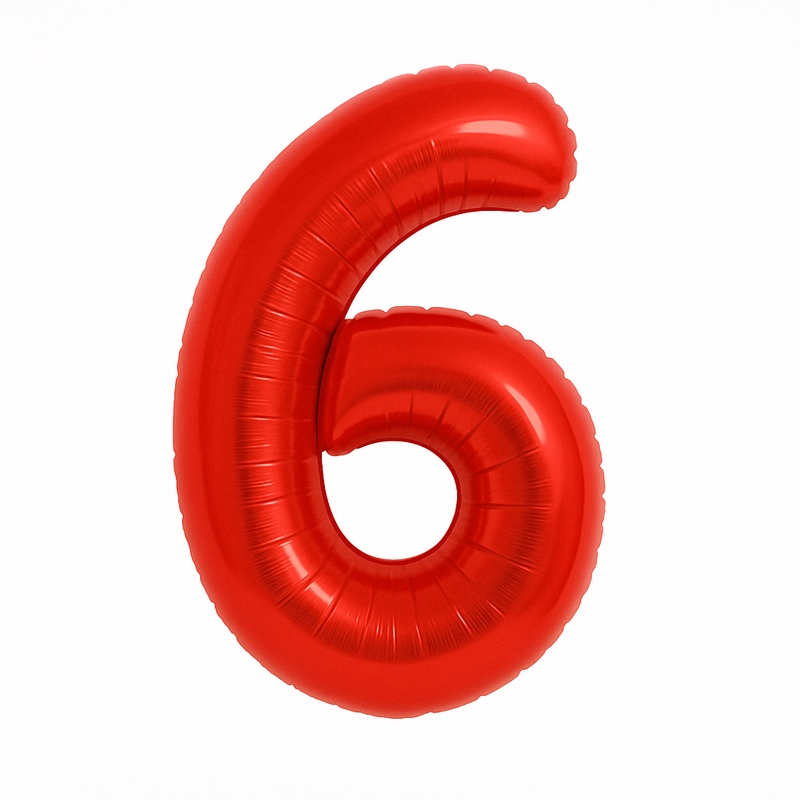 Number 6 foil balloon – red, 40″