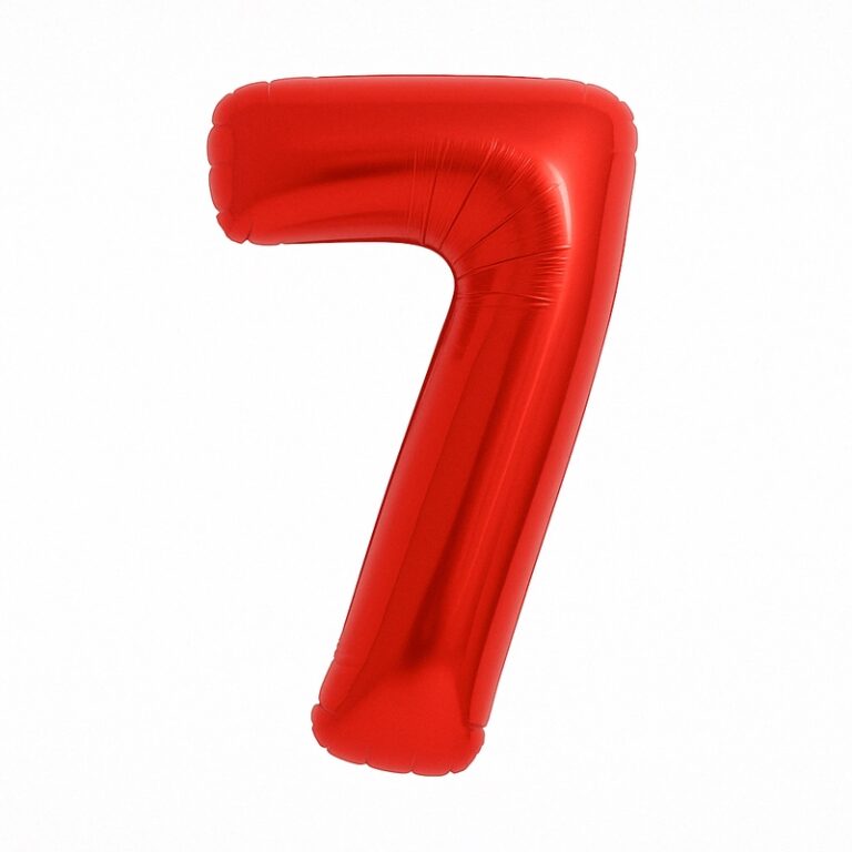Number 7 foil balloon – red, 40″
