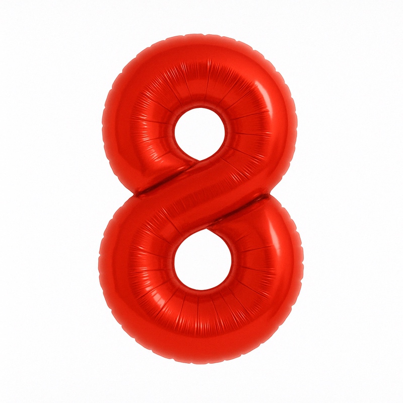 Number 8 foil balloon – red, 40″