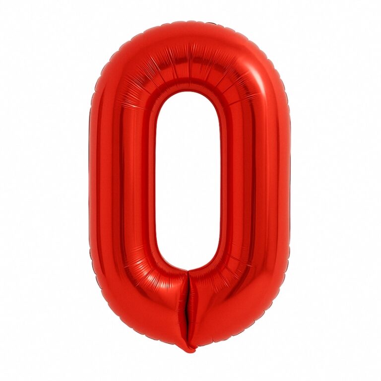 Number 0 foil balloon – red, 40″