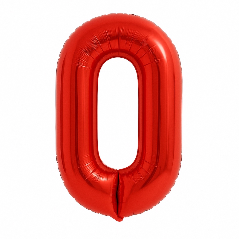Фольгированная цифра 0 — красный, 40″