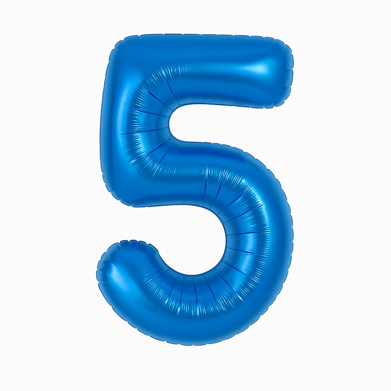 Number 5 foil balloon – blue, 40″