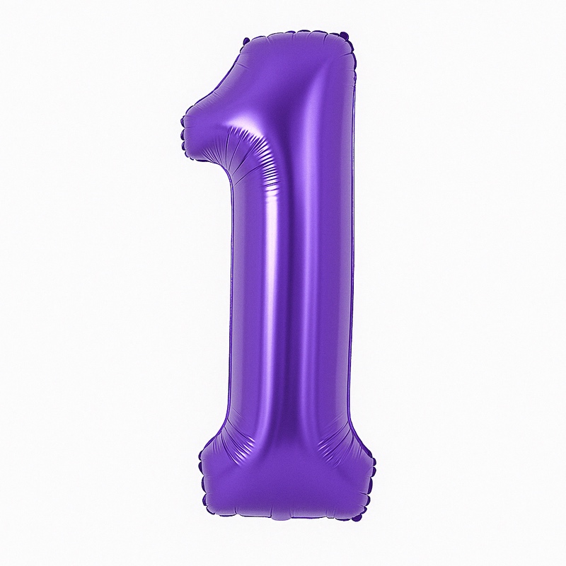 Number 1 foil balloon – purple, 40″