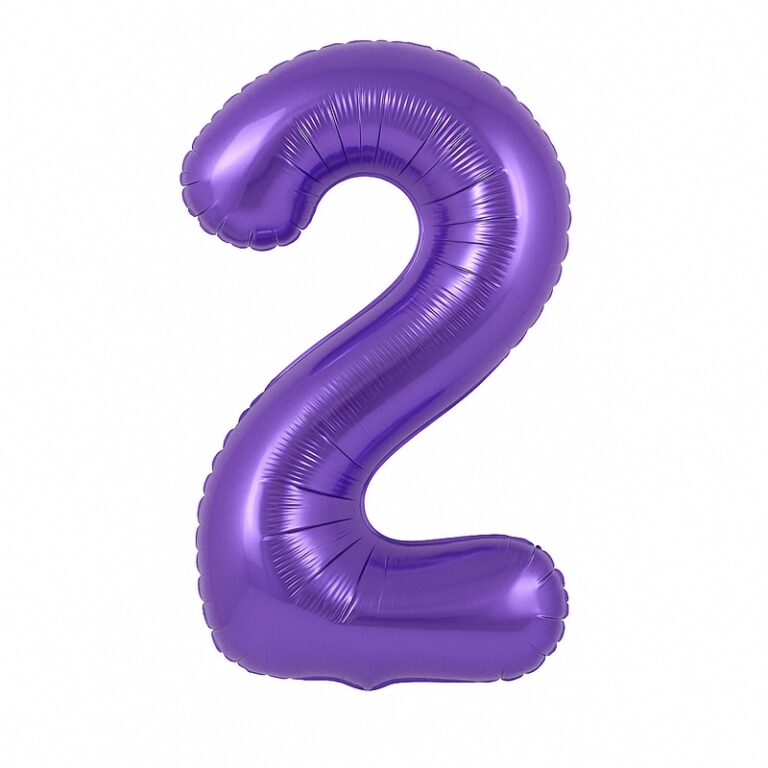 Number 2 foil balloon – purple, 40″