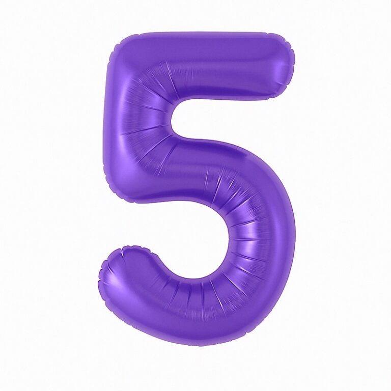 Number 5 foil balloon – purple, 40″
