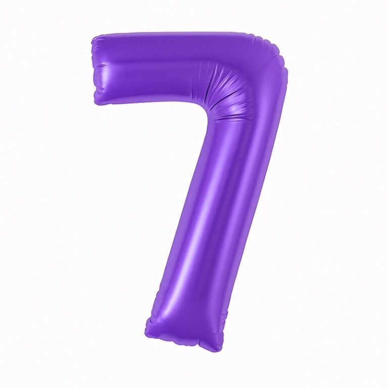 Number 7 foil balloon – purple, 40″