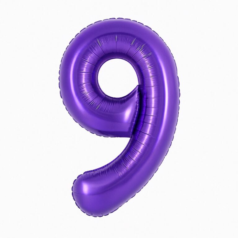 Фольгированная цифра 9 — фиолетовый, 40″