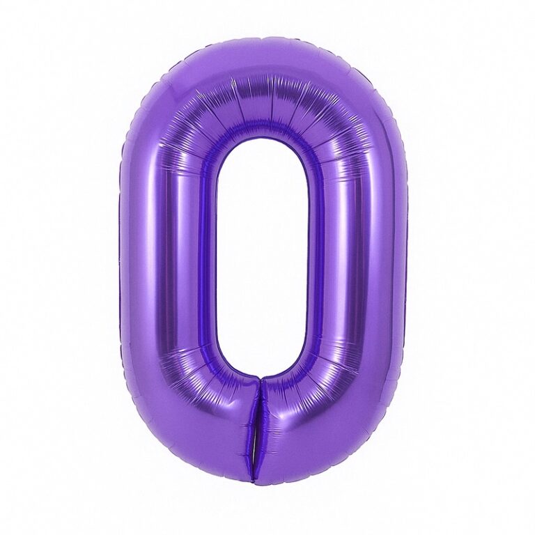 Number 0 foil balloon – purple, 40″