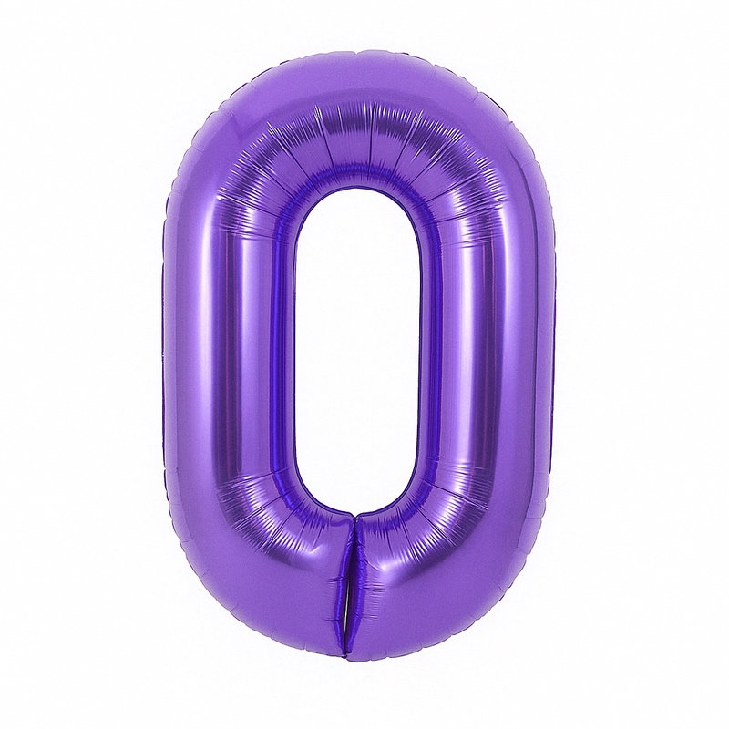 Number 0 foil balloon – purple, 40″