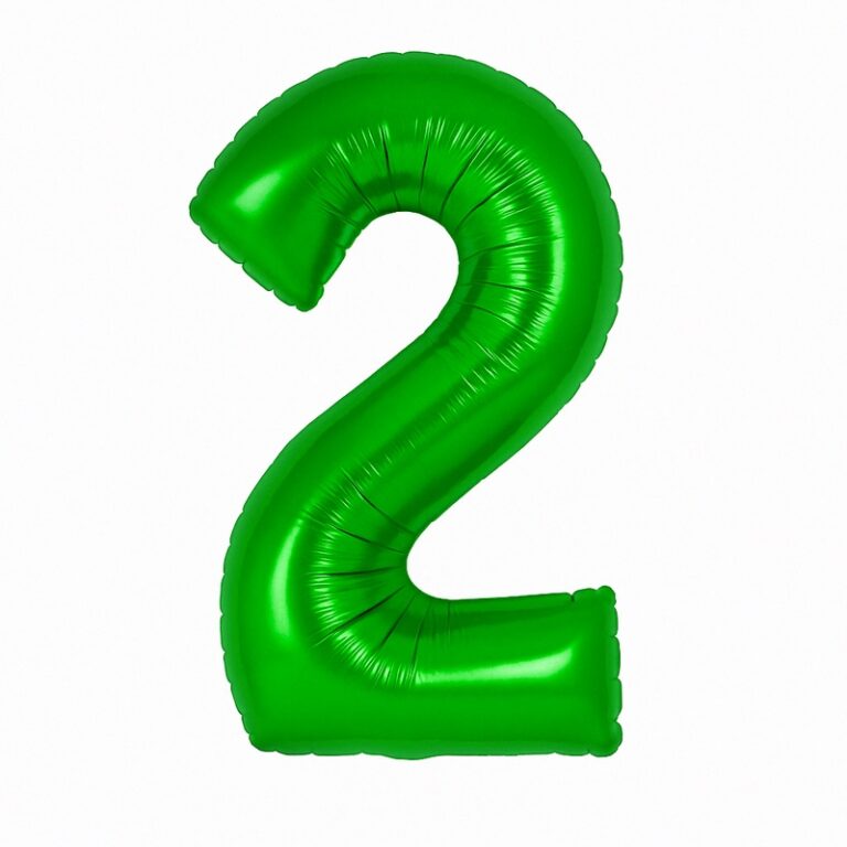 Number 2 foil balloon – green, 40″