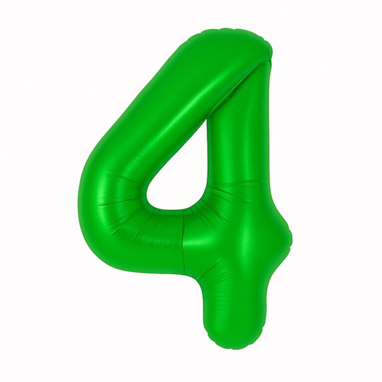 Фольгированная цифра 4 — зелёный, 40″