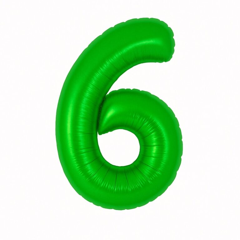 Фольгированная цифра 6 — зелёный, 40″