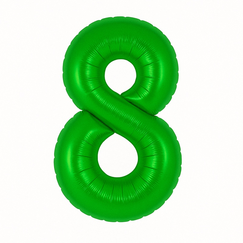 Number 8 foil balloon – green, 40″