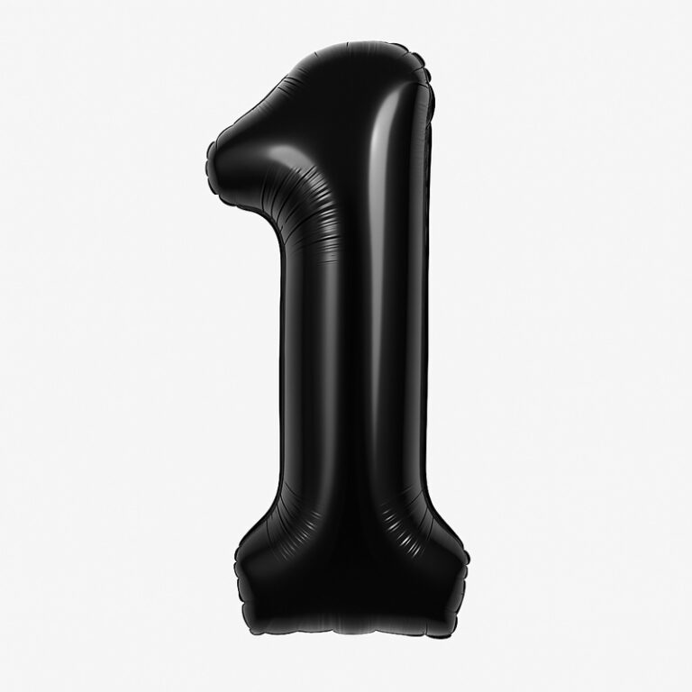 Фольгированная цифра 1 — чёрный, 40″
