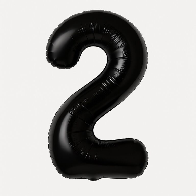 Number 2 foil balloon – black, 40″
