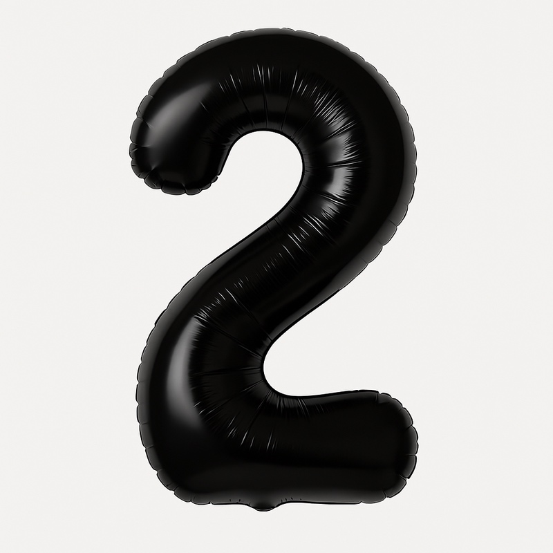 Number 2 foil balloon – black, 40″